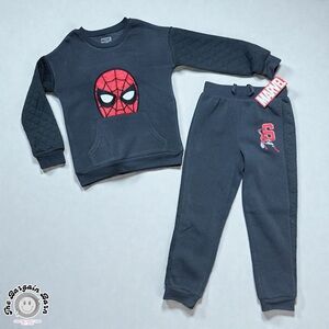Marvel Spider Man Boys 2PC Grey Sweatshirt Jogger Sweatpants Set NWT (Size 6)